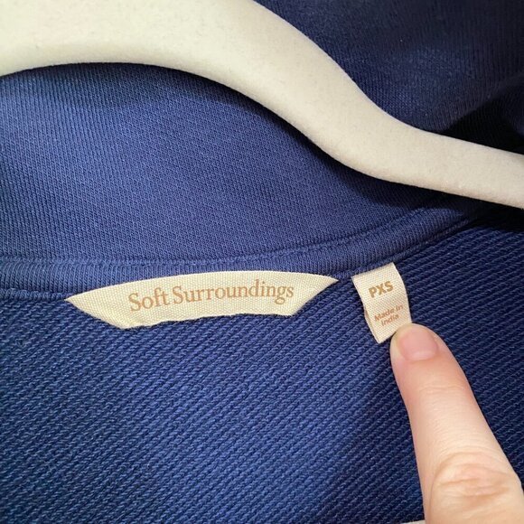 Soft Surroundings Crochet Sleeve Mock Neck French Terry Tunic - Picture 6 of 8